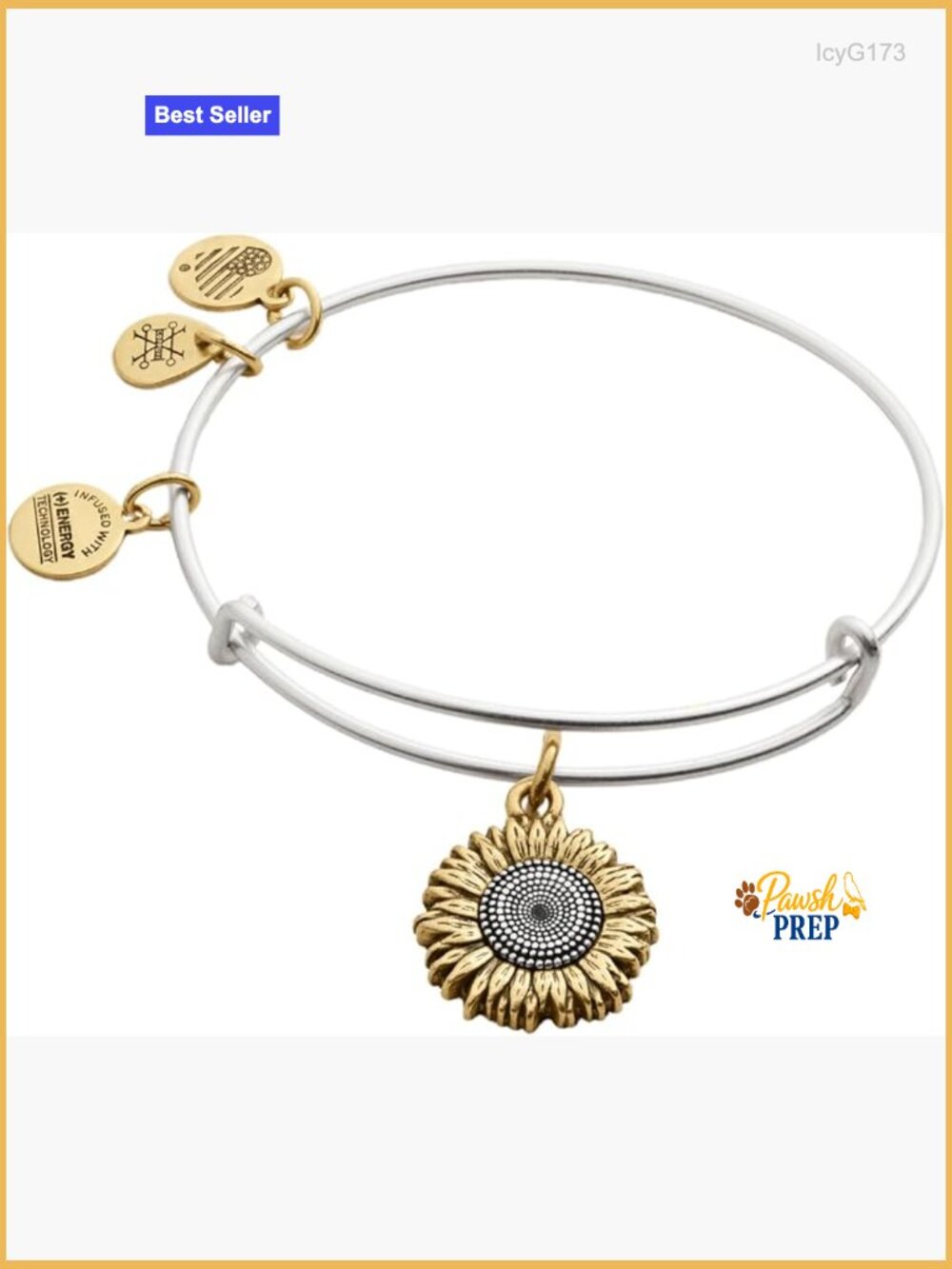 Sunflower Charm Bangle - Expandable Adjustable Fit